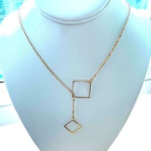 Gold squares pull through necklace